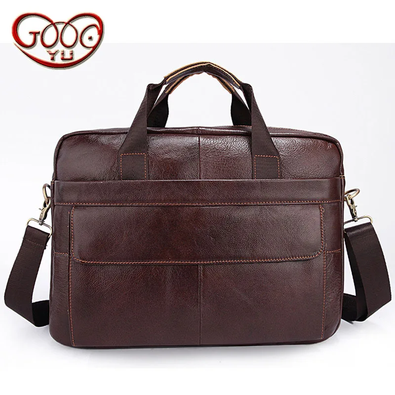 

Men's leather cross section large capacity briefcase first layer of leather business casual zipper handbag