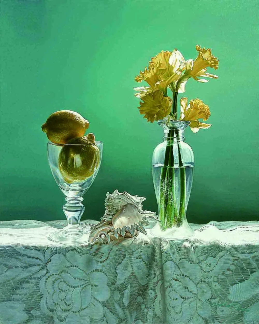 Canvas Wall Art - Liu Ying Zhao Lemon Yellow Flowers Seashell Floral Photorealistic Painting Prints 16X20 inc(40 X 50 cm) | Дом и сад