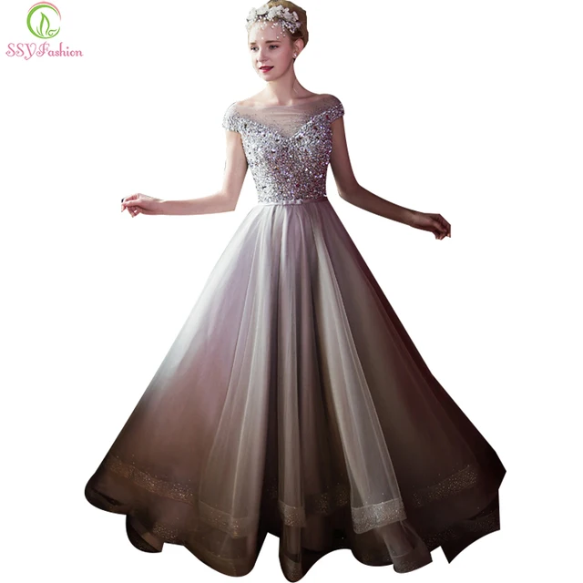 2017 ssyfashion long evening dress bride banquet luxury crystal custom size prom dresses
