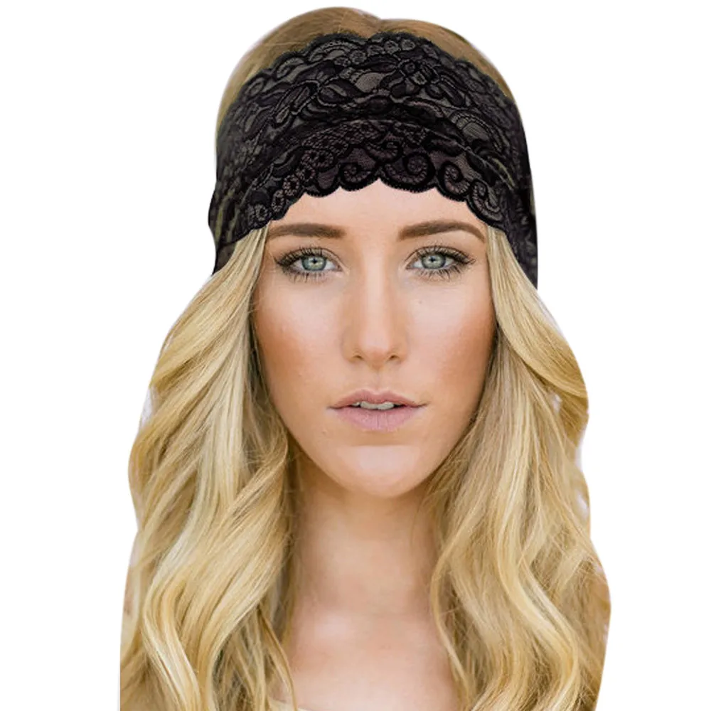 Turbante Elastic bands Ladies Lace Sports Yoga Sweatband Gym Stretch