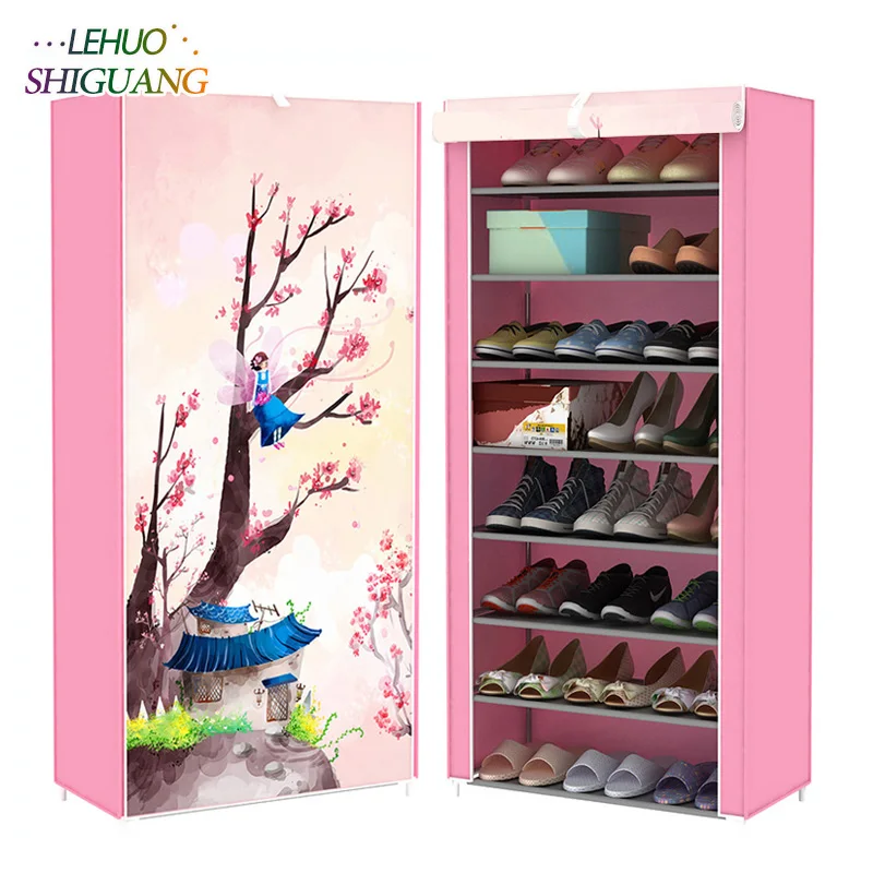 

3D Landscape 9-layer 8-grid Shoe cabinet Non-woven fabrics large Shoe rack organizer removable shoe storage for home furniture