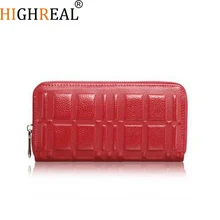 HIGHREAL New Design Fashion Multifunctional Purse Genuine Leather Wallet Women Long Style Cowhide Purse Wholesale And Retail Bag
