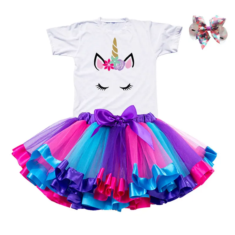 Summer Unicorn Baby Girls Tutu Dress Children Unicorn Party Little Girl Kids Clothes Vestidos Princess Rainbow Outfits Dress