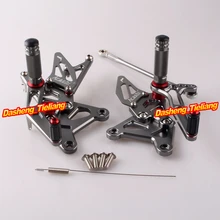 Rearset Rear Set Footpegs For Kawasaki Ninja ZX6R ZX636 2005 2006 Aluminum Alloy Grey, Adjustable