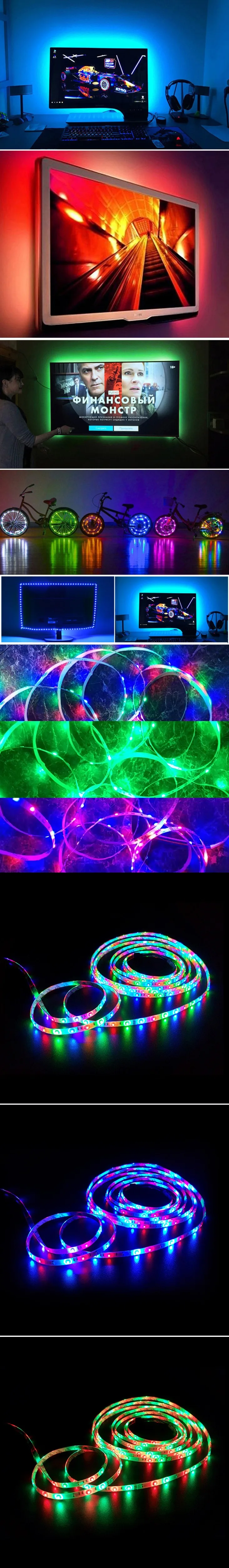 RGB Светодиодные ленты USB SMD2835 Светодиодные ленты свет ленты диод неоновая лента ТВ Desktop Экран фон светильник 2,5 м с контроллером
