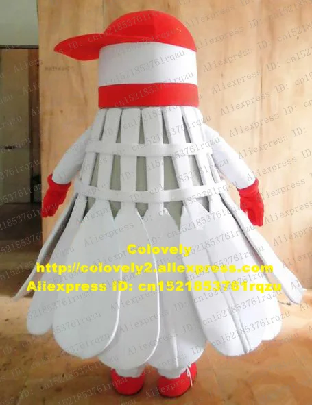 Бадминтон Волан Shuttlecock Теннисный костюм талисмана для взрослых, Герой мультфильма наряд костюм красная шляпа поля наклонены справа zz4162