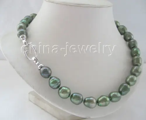 

hot sell Gorgeous 17.5" 16mm green baroque FW pearl necklace (A0322)