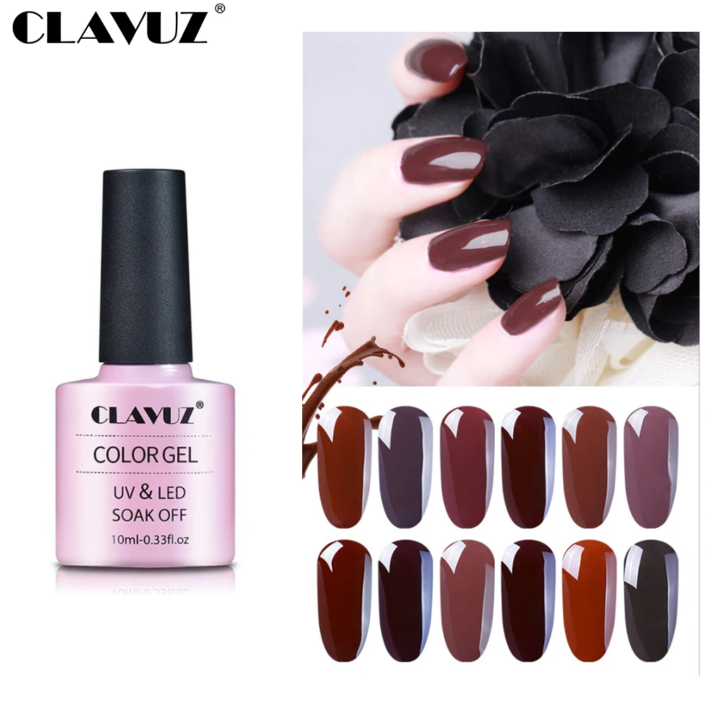 

CLAVUZ Coffee Brown Series Nail Gel Polish 10ml Soak Off Primer UV Led Nail Gel Hybrid Lacquer Semi Permanent Gelpolish