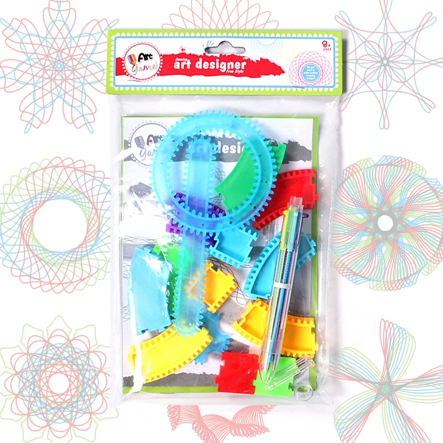

Drawing toy track model spirograph Spiral Designs with colorful pen toy set for children,educational learning art painting kit