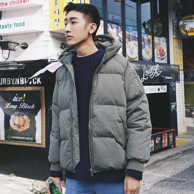 Aberdeen winter coat washed cotton padded thick warm male adolescent students Korean hooded cotton padded jacket