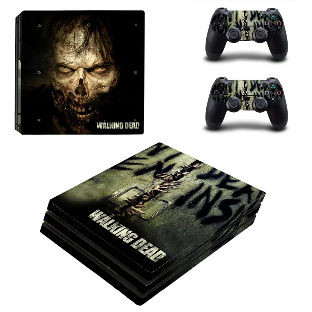 Виниловая наклейка Walking Dead PS4 Pro для консоли Sony Playstation 4 и 2 контроллера Skin