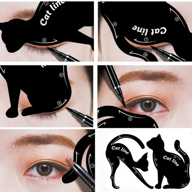 Best Price Cat Line Eyeliner Stencils black  Pro Eye Makeup Tool Eye Template Shaper Model Easy to make up Cat Line Stencils Eyeliner card