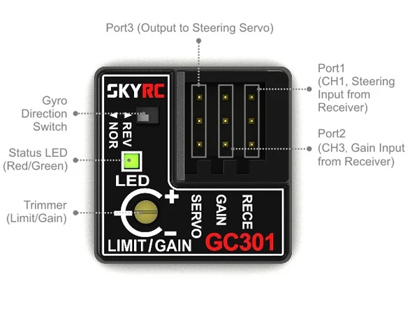 SKYRC GC301 гироскоп-датчик для регулировки RC автомобилей рулевой выход
