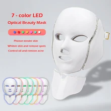 7 цветов Светодиодная маска для лица терапия светодиодная Корейская фотонная терапия маска для лица машинный светильник терапия акне маска для шеи красивая светодиодная маска