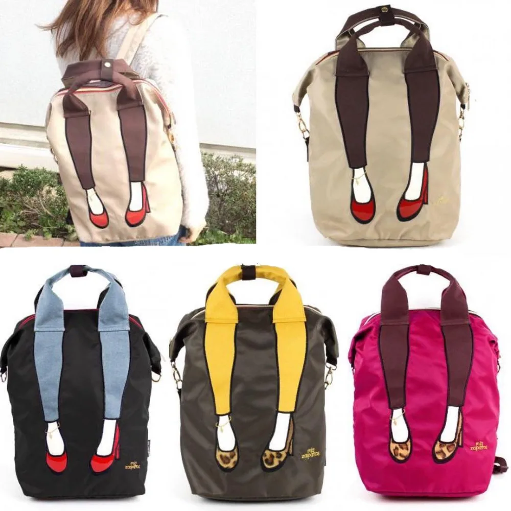 

Unique Design Students Nylon Backpack Women Embroidery High Heels Backpacks For Teenage Girls Casual School Travel Laptop Bags