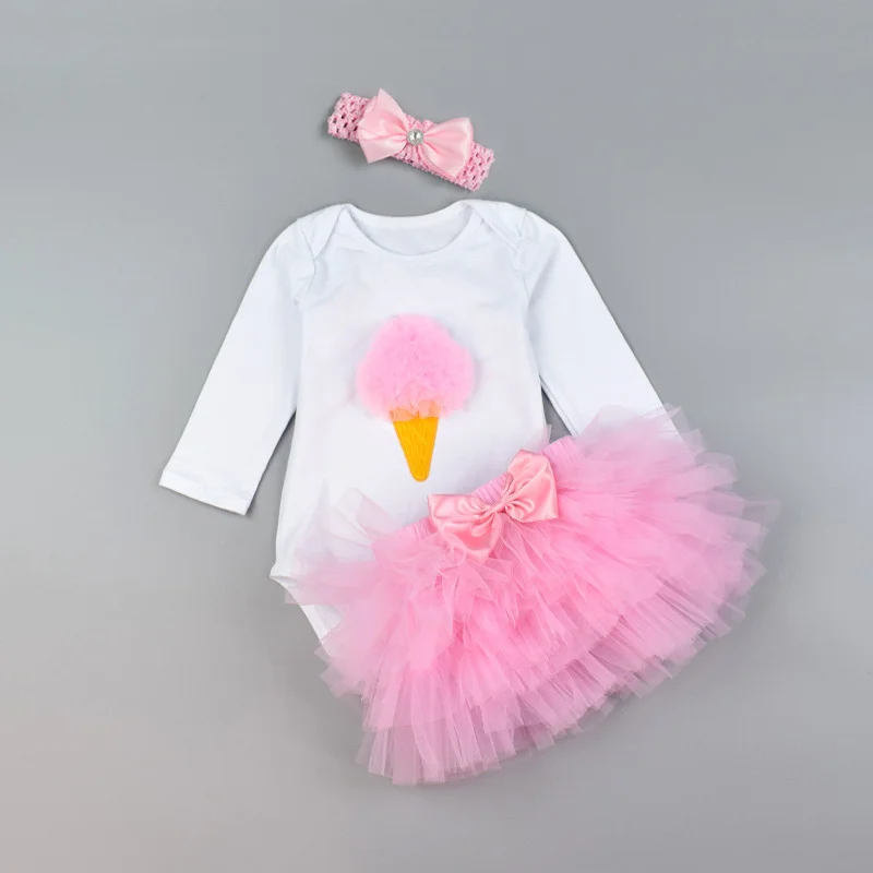Г. Комплект праздничной одежды с цветочным рисунком для новорожденных девочек, одежда для первого дня рождения с юбкой-пачкой для девочек, костюм из тюля для малышей - Цвет: A15