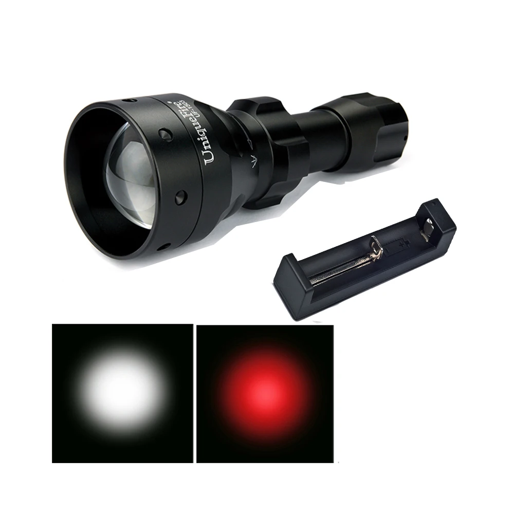 

UniqueFire 1503-XRE 300 Lumens Rechargeable Led Flashlight 3 Modes Red/White Light Lamp Torch+Charger For Defense