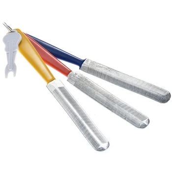 

ABLD-Set Of 3 Pcs Metal Guitar Nut File Luthier Repair Tool With Bridge Pin Puller And Key Ring For Bass Mandoline Banjo Ukule