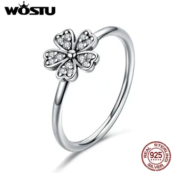 

WOSTU 100% 925 Sterling Silver Daisy Flower Finger Rings for Women Wedding Engagement Fashion Jewelry Gift BKR398