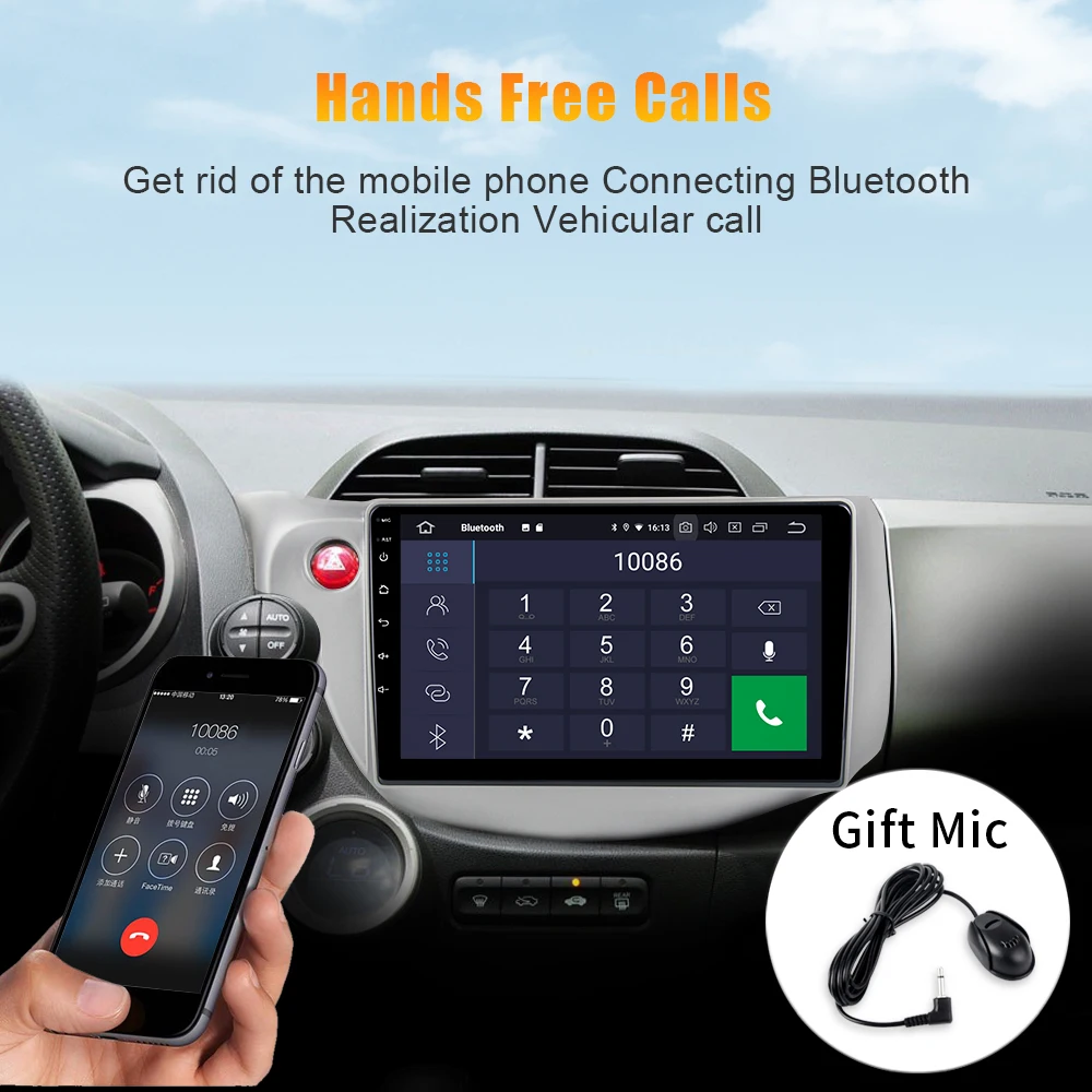 Best Android 9.0 Car 2 din GPS Navigator for Honda Fit 2008 2009 2010 2011 2012 GPS car multimedia Bluetooth 10.2" IPS  Screen 3