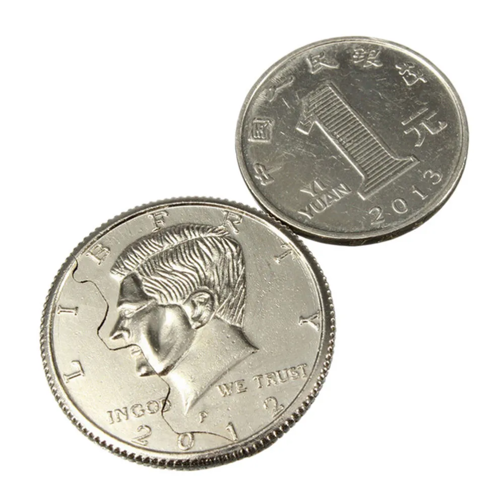 Топ продаж волшебный Крупным планом уличный фокус укус монеты и восстановленный полудоллар Иллюзия доллар