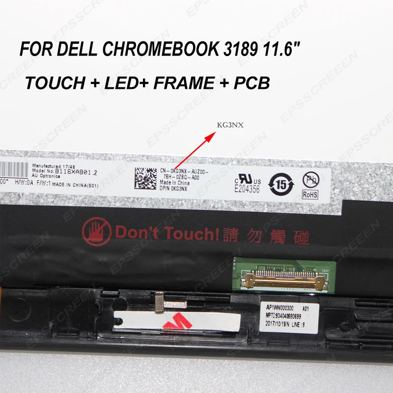 Панель IPS для Dell Chromebook 3189 11," ЖК-дисплей светодиодный сенсорный экран+ панель в сборе KG3NX ноутбук дигитайзер матрица