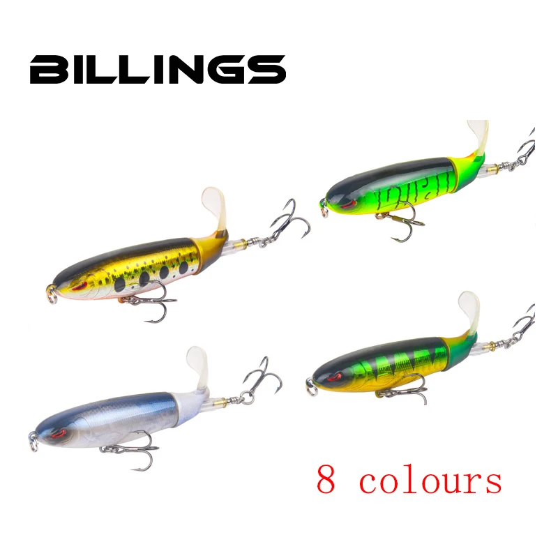  BILLINGS Whopper Popper Minnow Fishing Lure 100mm 13.2g Rotating Tail Top Water Swim Crankbait Bass