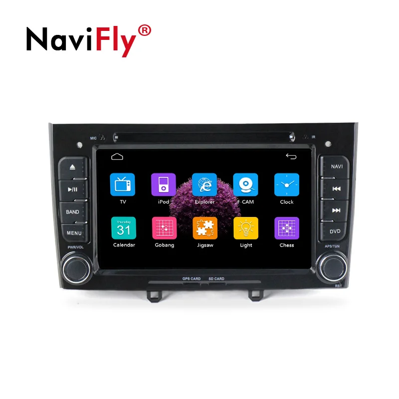 Top NaviFly Windows ce6.0 2din Car GPS radio stereo for Peugeot 308 408 Car dvd multimedia player with steering wheel control BT RDS 1
