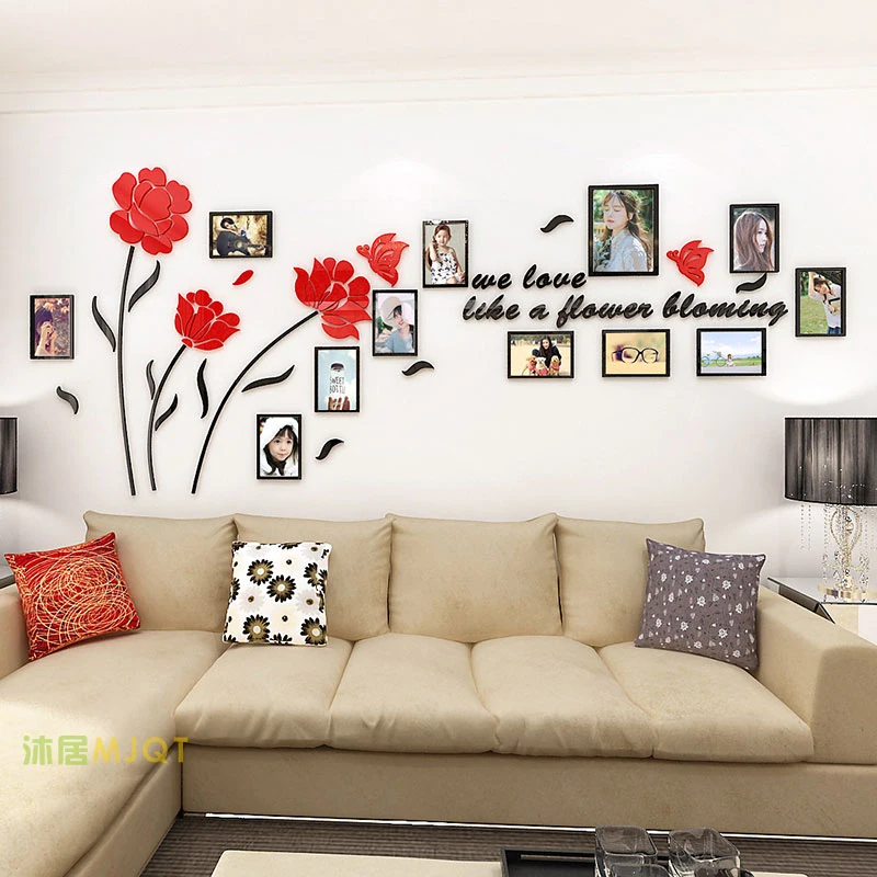 

Flower Photo Wall Acrylic mirror wall stickers Bedroom photo frame DIY art decor stickers For kids room Home decoration