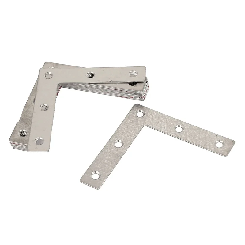 

12pcs Angle Plate Corner Brace Flat L Shape Repair Bracket 80x80mm Silver