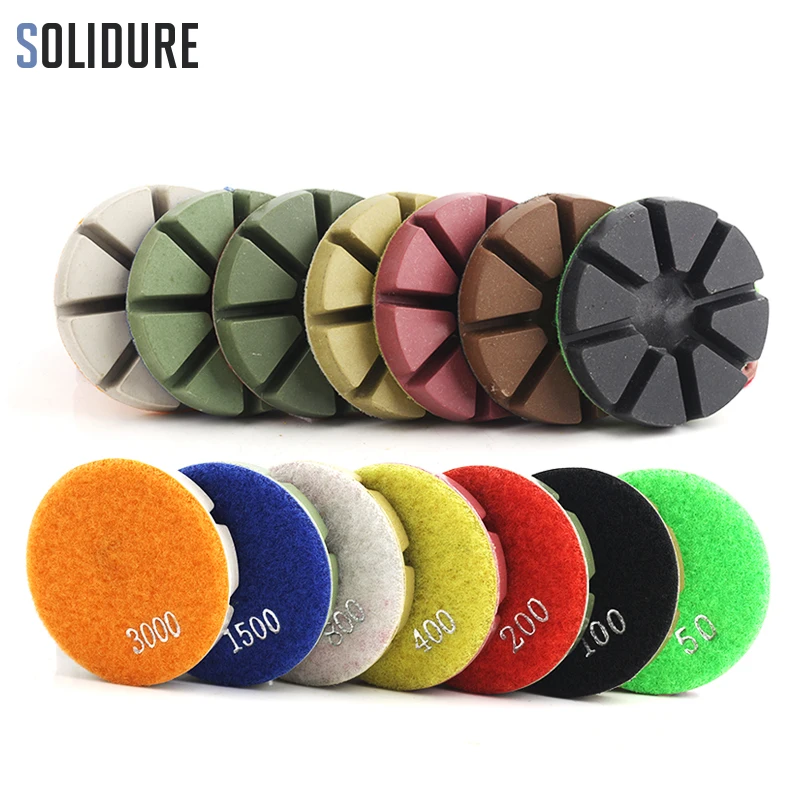 

3 Inch Polishing Pad 7 PCS Diamond Concrete Polishing Granite Wet Polishing Pad Resin Floor Polishing Pads