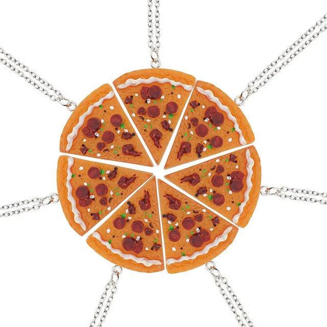 7pcs pizza necklace Ожерелье с подвеской пицца лучшие друзья навсегда ожерелье Женская мода треугольник еда дружба BFF ювелирные изделия для друзей подарки Colar - Окраска металла: 7pcs pizza necklace