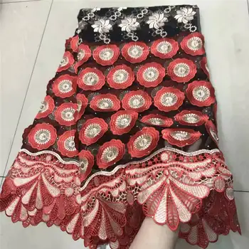 

French Lace Fabric 2019 Latest african guipure lace fabric with embroidery mesh Swiss Voile nigerian tulle lace fabric