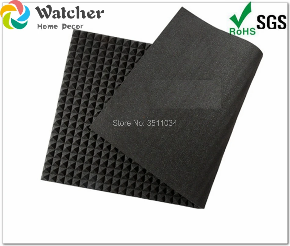 Kopen 2 stks big size 200x100 cm zwarte piramide foam akoestische foam piramide Behandeling Sound Proofing Ruis Spons Schuimen voor KTV Studio
