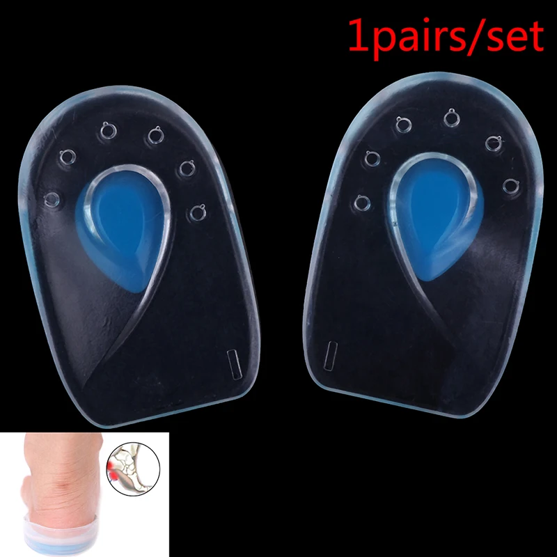 1 Pair Silicone Shoes Gel Pads Inserts Heel Pain Spur Relieve Cushion Foot Support Heel Cup Insoles Brace New