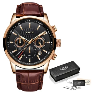Image 5 - Reloje 2019 LIGE Men Watch Male Leather Automatic date Quartz Watches Mens Luxury Brand Waterproof Sport Clock Relogio Masculino