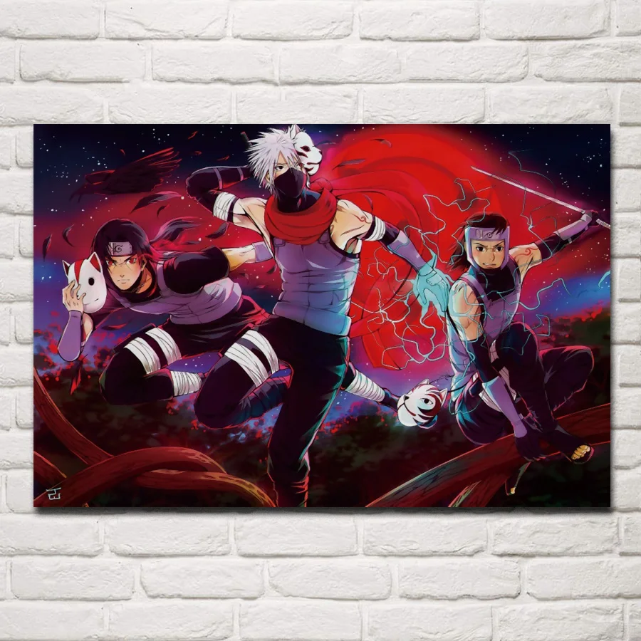 

naruto Kakashi Hatake anbu Tenzou art Itachi Uchiha living room home wall art decor wood frame fabric poster MC086