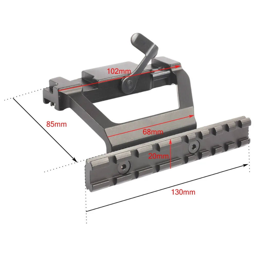 

Tactical Heavy Duty Army Force AK 74 47 Side Rail Lock Scope Sight Mount Quick QD Style 20mm Detach Rail Base Gun Accessories