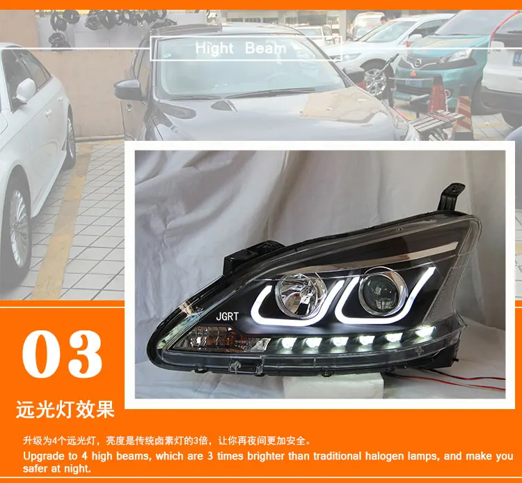 Автомобильный стиль светодиодный фары для Nissan Sentra 2012- для Sentra Головной фонарь светодиодный DRL Объектив двойной луч H7 HID Xenon bi xenon объектив
