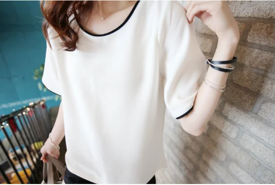 

Mr.nut solid color striped ladies T-shirt summer casual short-sleeved O-neck T-shirt ladies white T-shirt top