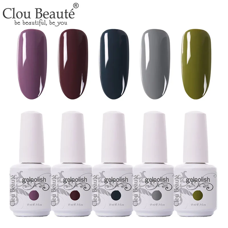 Clou Beaute 5 шт./лот УФ гель лак для ногтей Набор для маникюра геллак Полупостоянный гибридный дизайн ногтей УФ-гель для ногтей - Цвет: 5pcs-15ml-ZH19