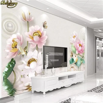 

beibehang Custom 3D Photo Wallpaper Embossed lotus landscape Large mural Art Wall Painting Bar Restaurant 3D flooring wall paper