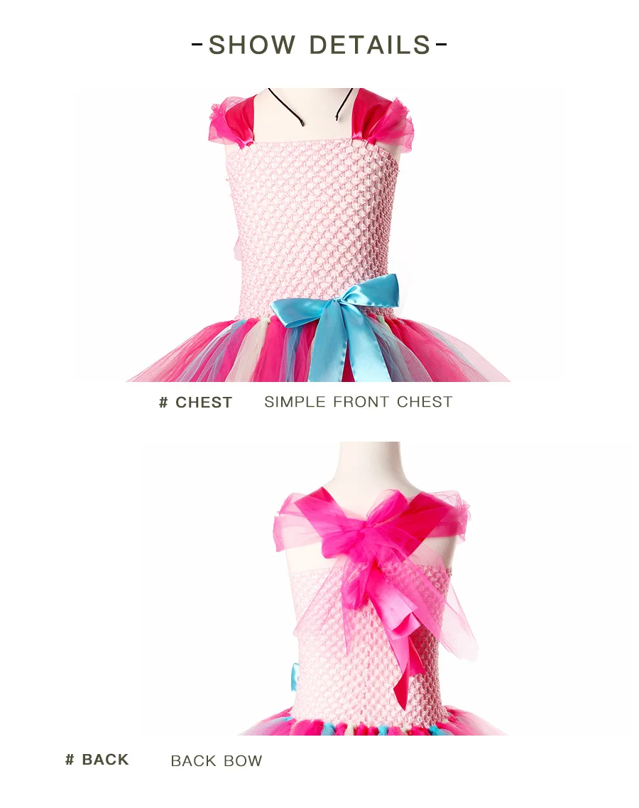 Princess Trolls Poppy Children Tutu Dress with Headband Poppy Birthday Tutu Costume Baby Girl Halloween Cartoon Tulle Dress (9)