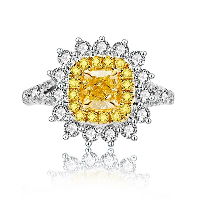 

Solid 18K 750Au Yellow Gold Moissanite Diamond Ring DF Color Lab Diamond Engagement Ring For Women