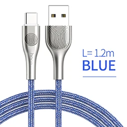 HOCO usb type-C кабель 1,2 м USB C кабель для быстрой зарядки мобильного телефона для samsung Galaxy S8 S7 S9 S10 Xiaomi Redmi Note 7 кабель type-c - Color: blue