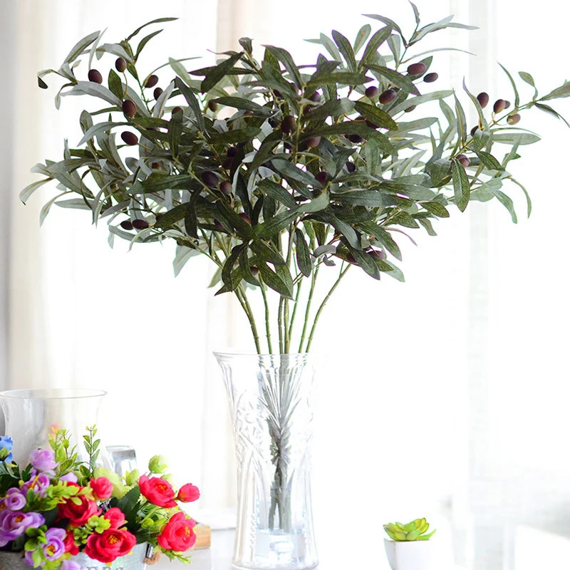 

72cm Artificial European Olive Tree Branches Leaf Olive Fruit Leaves Home Wedding Party Table Decor Green Fake Flowers KGH0030
