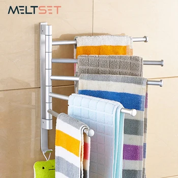

Alluminum Towel Holder Shelves Bathroom Rack Towel Bar Rotating Towel Holders Wall-mounted Kitchen Organizer Storage Shelf