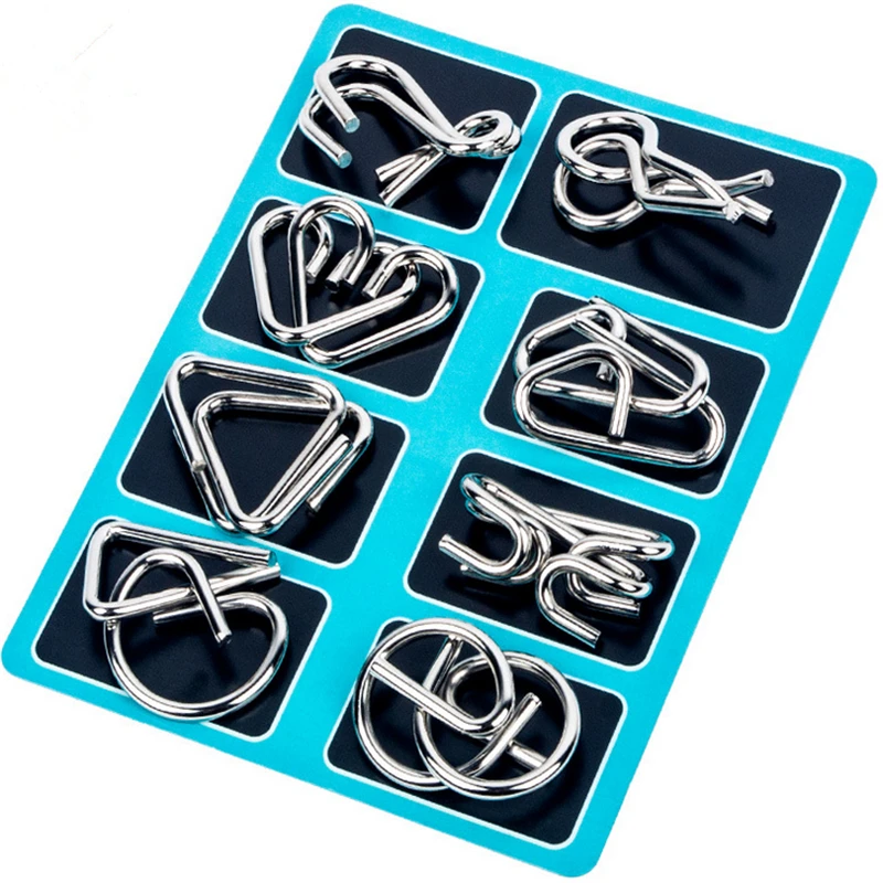 8pcsset Metal Montessori Puzzle Wire Iq Mind Brain Teaser Puzzles For