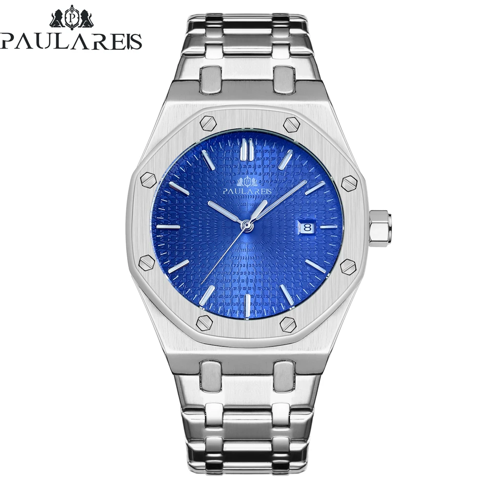 

Automatic Self Wind Mechanical Stainless Steel Strap Simple Business Blue Rose Gold Yellow Gold Date Men Watch