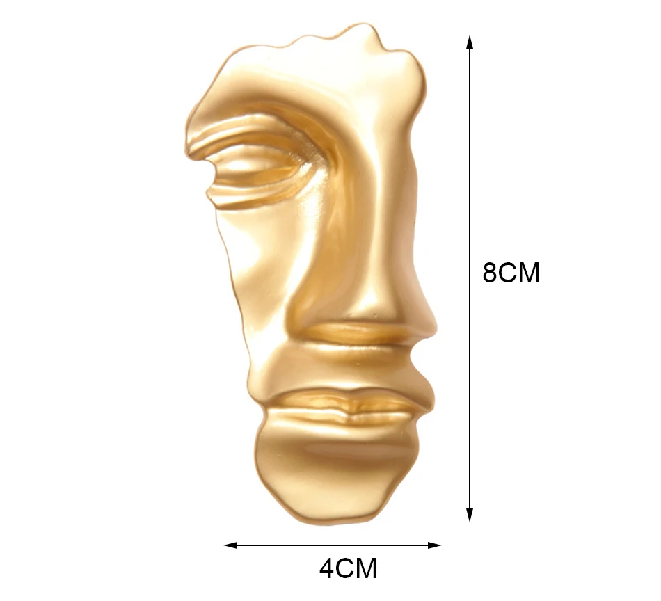 Новые золотые металлические преувеличенные Броши для женщин, уникальный дизайн, западные аксессуары, булавки, человеческие броши на половину лица, персональные